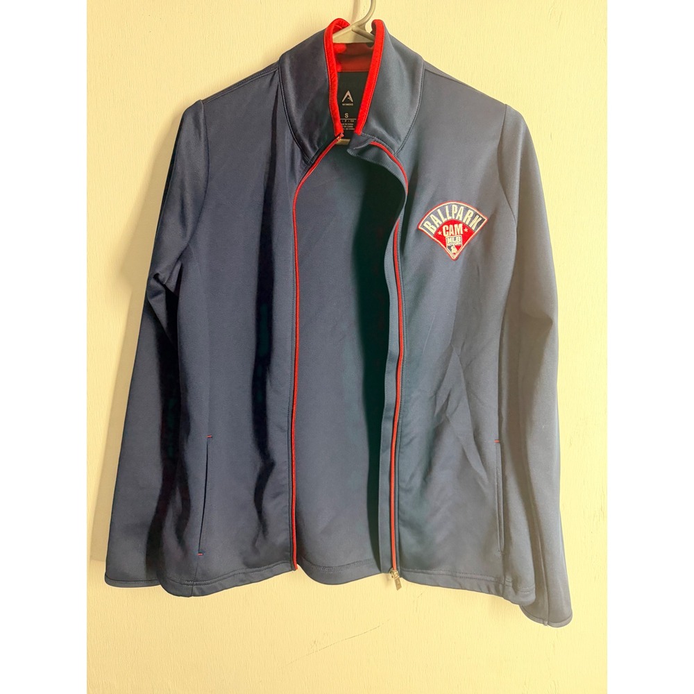 Antigua MLB Network Ballpark Cam Womens Jacket Small Navy Blue Full Zip Athletic